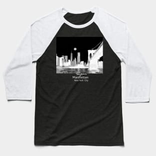 New York City Manhattan and Brooklyn Bridge Baseball T-Shirt